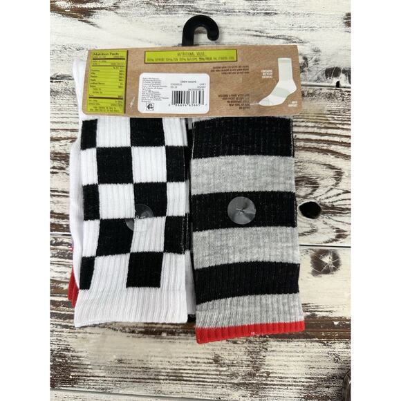 Mens Crew Socks 5 Pack Fire Checkered Themed Size 6 To 12 Novelty Gift - Picture 2 of 6